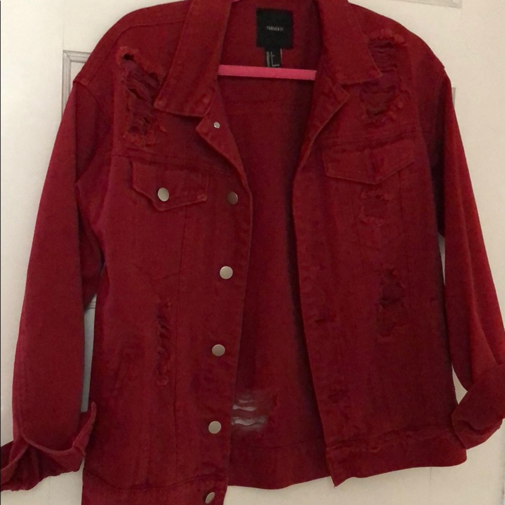 Distressed jean jacket